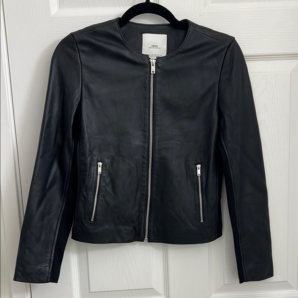 Mango Black Leather Jacket
